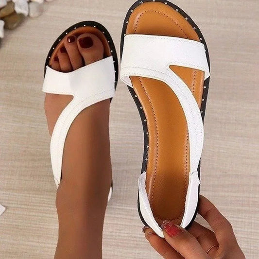 New Summer Shoes Women Sandals Flat Beach Shoes Woman Plus Size  Solid Sandal Comfort Leather Sandals