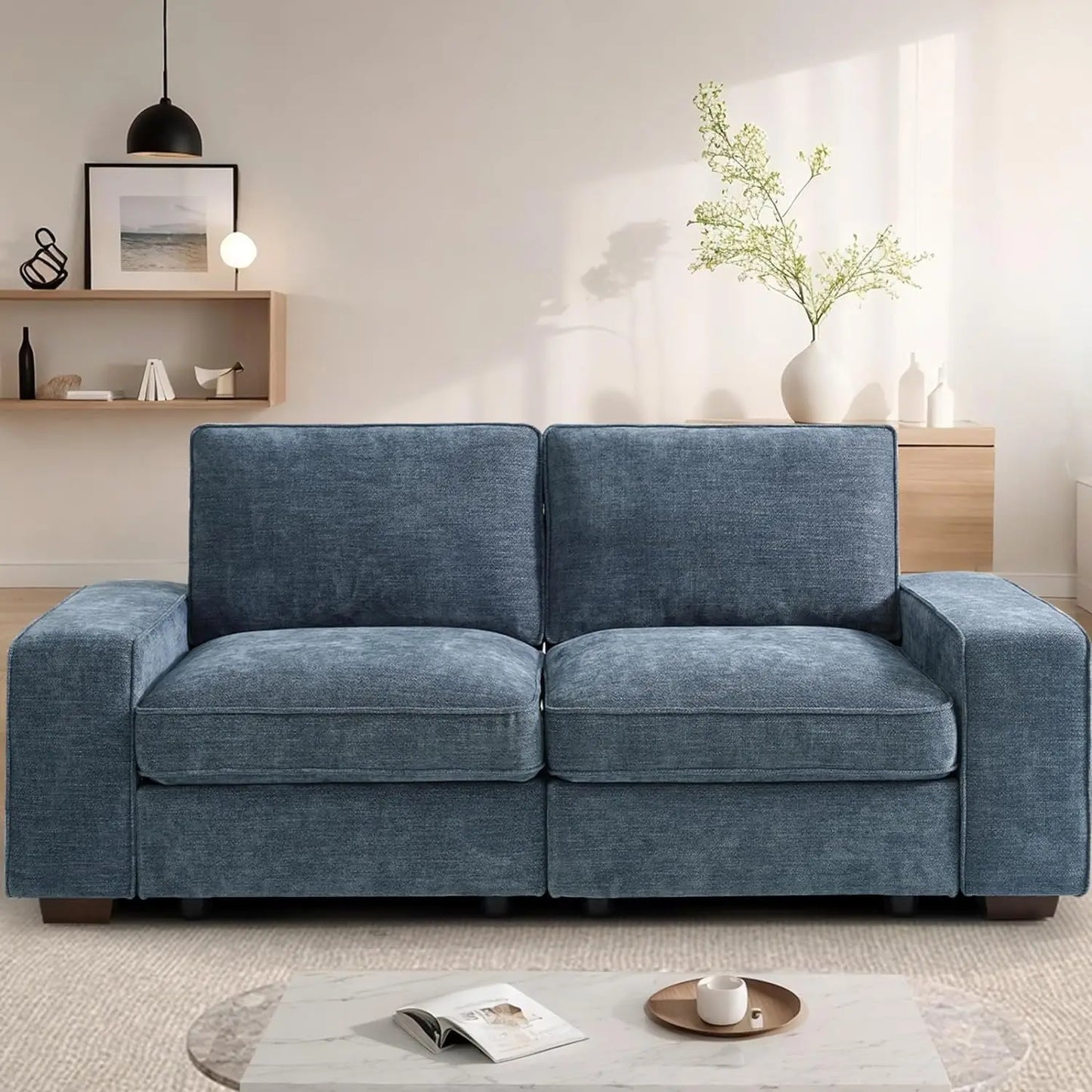 100" Modular Sofa Couch with Seats Storage, Comfy 3-Seater Chenille Fabric Couch for Living Room, Office