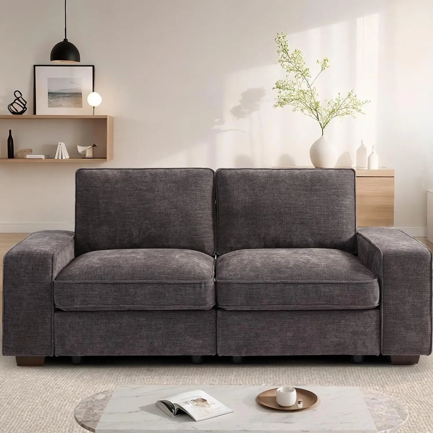 100" Modular Sofa Couch with Seats Storage, Comfy 3-Seater Chenille Fabric Couch for Living Room, Office